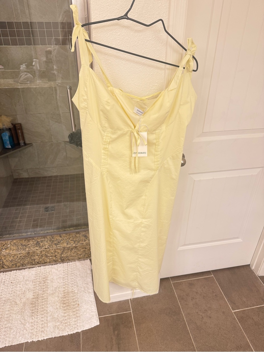 Peppermayo Pale Yellow Tie-Shoulder Midi Dress - Picture 5 of 7